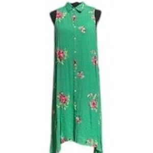 Fig and Flower Sleeveless Maxi Dress Floral Print Casual Green XL